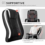 NEO CHAIR Office Chair Computer Desk Gaming Chair Ergonomic Executive High Back with Wheels Comfortable Armrests Lumbar Support PU Leather (Black) - Image 4