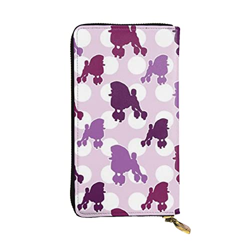 Portefeuille femme violet caniche porte-passeport familial moderne 12 cartes
