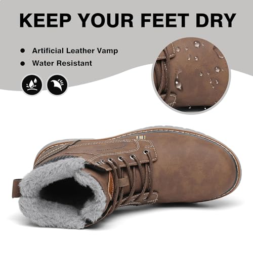 Mishansha Winterstiefel Herren Schneestiefel Warm Gefüttert Boots Männer Winter Schuhe Wasserdicht Arbeitsstiefel Outdoor Stiefel Braun Gr.48