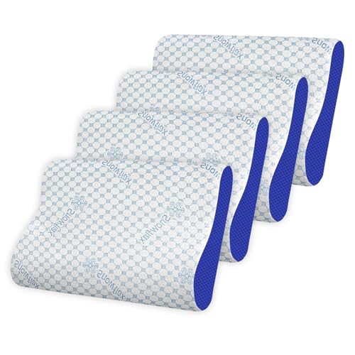 Image of AYKA Cooling Cervical Memory Foam Pillow for Neck & Shoulder Pain Relief | Orthopedic Contour Pillow for Sleeping & Spinal Alignment | Ergonomic Support | 2-Year Warranty (Set of 4)