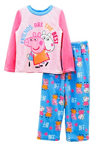 Peppa Pig Girls Toddler Soft Polyester Pajamas, 3 Piece - Pink, Size, 2 Piece Fleece, Size 2T K220282PP2T