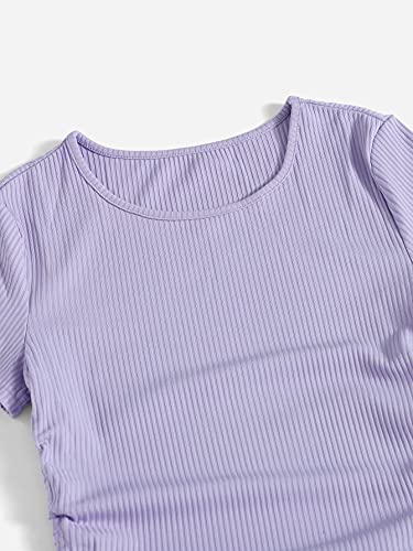Image of Milumia Women's Casual Rib Knit Short Sleeve Drawstring T Shirt Dress