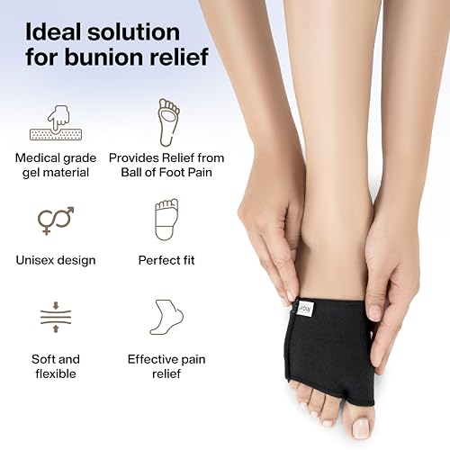 Image of FOVERA Metatarsal Gel Sleeves for Ball of Foot Pain Relief - Soft Cotton Support Pads for Metatarsalgia & Forefoot Pressure - for Men & Women (Size S, 1 Pair)