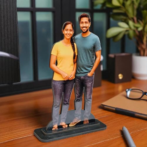 Image of Personalized Wooden Cutout Photo Stand- Customized Picture Display - Unique Gift for Special Occasions (Couple)
