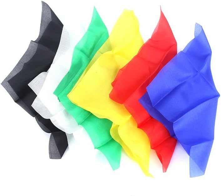 MOMOMAGE 6 Pcs Magic Silk Scarves Magic Tricks 15 cm/5.9 in Silk Appearing Vanishing Magic Accessories for Magicians Close up Gimmick Prop (Red)