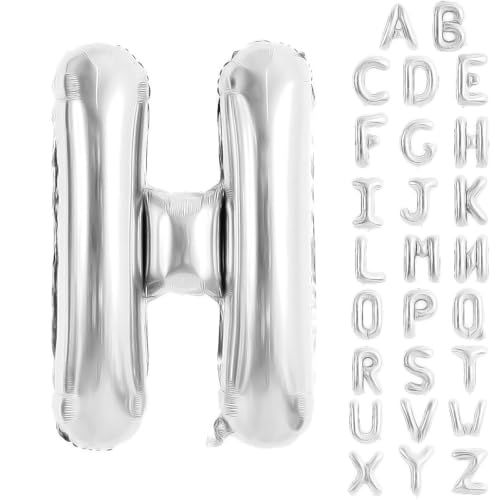 YUNSHANGMO Silver Letter Balloons 40 Inch Large Alphabet Balloon Letter H