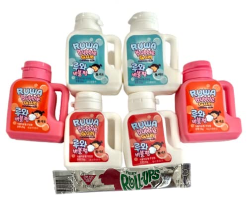 RUWA Bubble Gun ルワバブルガム 粉ガム 6個セット (コーラ味2個 ソーダ味2個 桃味2個) (ベティクロッカーフルーツロールアップ1袋)