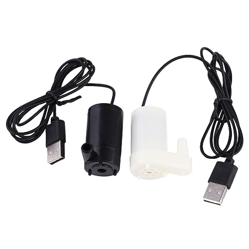 Abaodam 2Pcs USB Submersible Water Pump for Fish Tank Aquarium Fountains Power Cord Energy Saving Quiet Operation Easy to Clean Black White