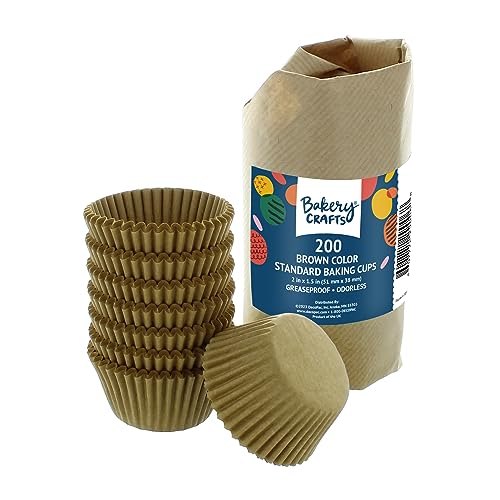 Bakery Crafts Natural Brown Baking Cups 2002 Cupcake Cases Greaseproof Paper Liners for Muffins and Cupcakes Bulk Pack of 200