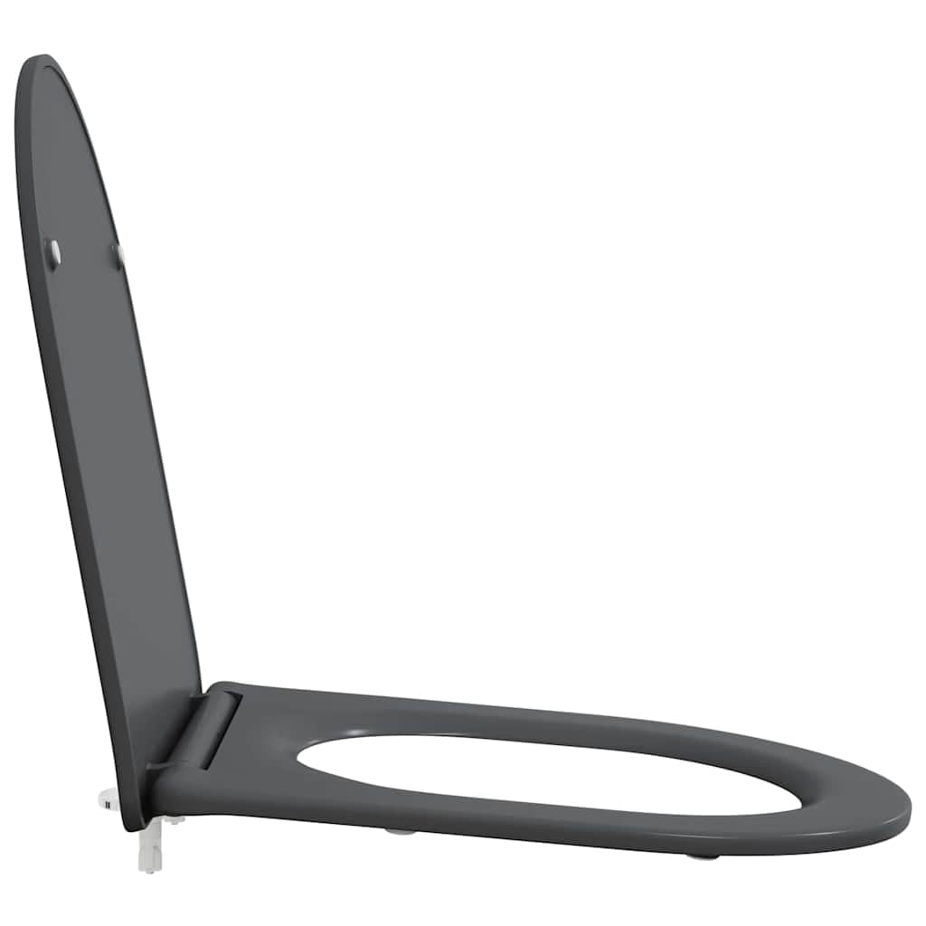 Asiento de inodoro antracita 47 x 36 x 3,4 cm de Duroplast para inodoro con descenso automático, bisagra y montaje para baño y apartamento