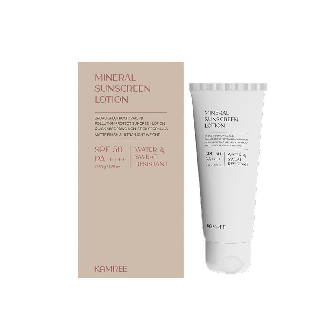 KAMREE Sun Expert SPF 50 PA++ Mineral Sunscreen Lotion — Ultimate Protection, Blocks 97% Harmful Sunrays - 50gm / Water resistence