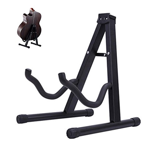 Pawaca Soporte para guitarra plegable para guitarra eléctrica, guitarra clásica y bajo, color negro