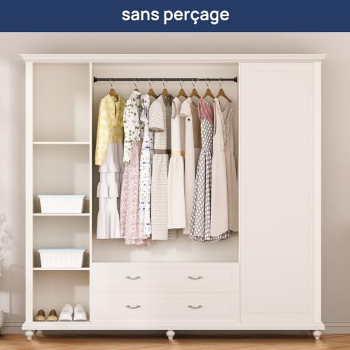 ENJOYBASICS Tringle Rideau Extensible sans Percage, 81-137 cm, Noir, Φ 22mm – vue 8