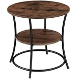 TecTake® Mesa Auxiliar Redonda Estilo Industrial con Estante, Rústica