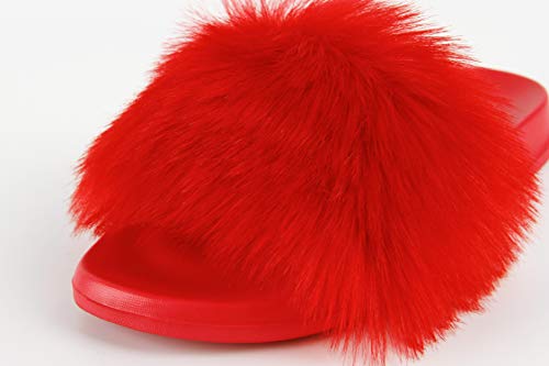 Hangrui Women's Faux Fur Slides, Open Toe Cute Slippers, Comfortable Sandals with Fluffy Fur2