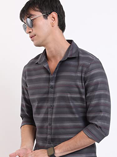 Image of Ketch Men Cotton Slim Fit Striped Full Sleeve Shirt