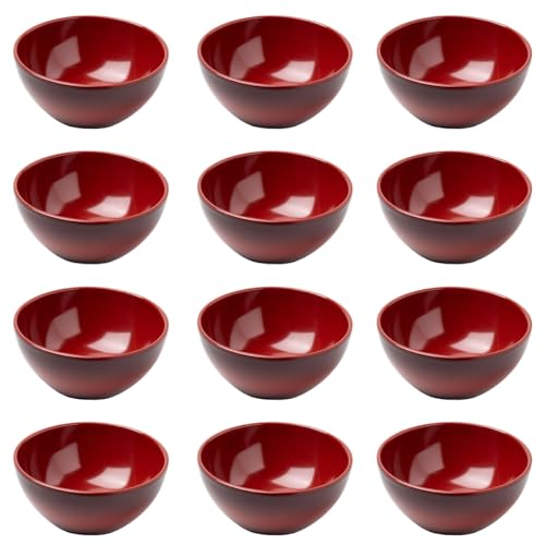 Thunder Group 丸深小鉢 幅11.4cm 高さ5cm 12個セット 漆器のようなメラミン食器 和食器 食洗機対応 割れにくい 業務用 30040SP-12S