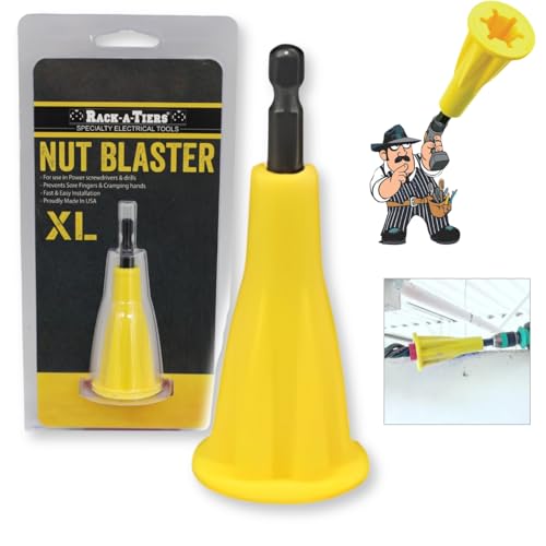 Rack-A-Tiers Nut Blaster (XL 5/8 Opening) - Universal Wire Nut Twister Wire Twisting Tool Wire Nut Driver Wire Connector Drill Attachment Wire Twister with 1/4 Hex Shank (72101)