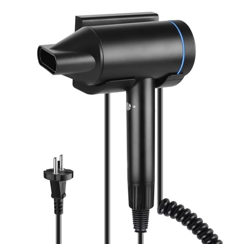 RYing Secador Pelo Pared,200 Millones de Ionico Negativos,Secador Cabello Pared,Motor DC,Secador Hotel B&B y Hogares,2000W,Negro