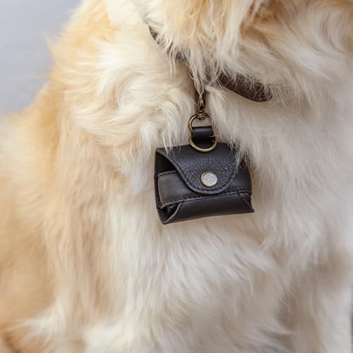 Gusti Leder Kotbeutelspender Lanzo - Hygienebeutelspender Hund Haustier Vierbeiner Schwarz Leder