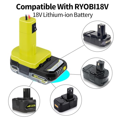 Adaptador de bateria Power Whels para bateria Ryobi 18V com conector de chicote de fios (para Power