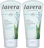 lavera basis sensitiv Feuchtigkeitscreme Bio Aloe Vera & Jojoba ∙ Intensive Feuchtigkeit ∙ Vegan Bio Pflanzenwirkstoffe Naturkosmetik Natural & innovative Gesichtspflege (1x50 ml) | 50ml (2er Pack)