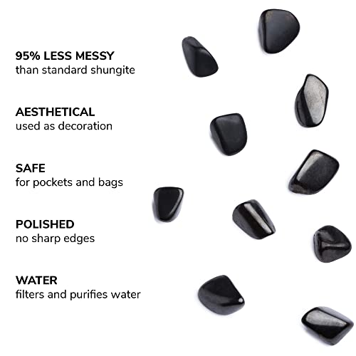 412mcBtuHfL Shungite Tumbled Stones for Water Purification, 100g (0.22 lbs), Crystal Water Bottle Healing, Healing Crystal Infused… - Image 3