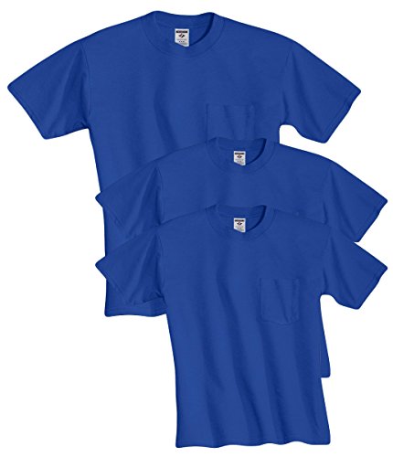 Jerzees Men's Dri-Power Short Sleeve T-Shirt (Pocket & No, Pocket-3 Pack-Royal, X-Large