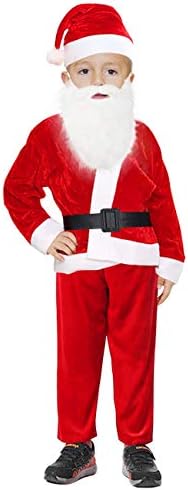Child Santa Suit Kids Velvet Christmas Costumes with Santa Hat Santa Claus Costume Outfits for Boys Girls (Boy) Red