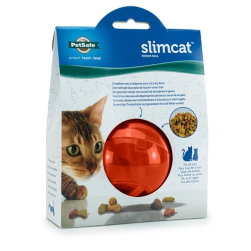 Miniatura 3 de Petsafe Slimcat Juguete Dispensador De Comida Para Gatos, Bola Dispensadora, Juego Interactivo Para Gatos, Juguete Relleno De Golosinas Naranja