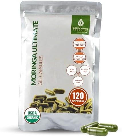 Moringa | 90 Vegan Capsules | Certified Organic | Pure Moringa Leaf Powder