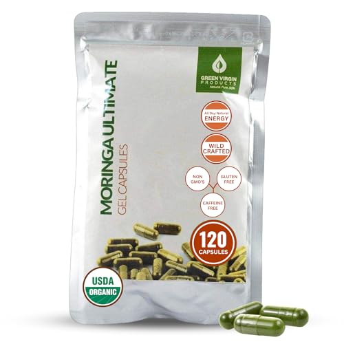 Green Virgin Products Moringa | 90 Vegan Capsules | Certified Organic | Pure Moringa Leaf Powder Green Virgin Products Moringa | 90 Vegan Capsules | Certified Organic | Pure Moringa Leaf Powder