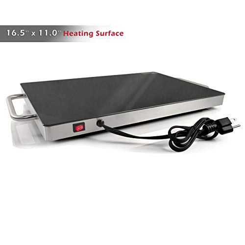 image for Nutrichef Electric Hot Plate Tray Dish Warmer with Black Glass Top - I
