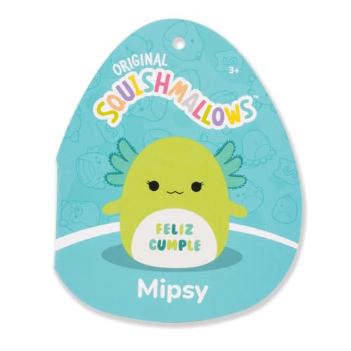 Image of Squishmallows Original 12in Mipsy The Green Axolotl with inchFeliz Cumple inch Embroidery - Official Jazwares Plush (Medium-Sized)