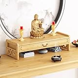 Photo Gallery yhhlwxmdz altar table with drawer, meditation table with storage, buddha niche cabinet, for prayers, divination, worship or displaying jars, plants and books(natural,69x16.5cm/27x6.5in) Photo Gallery yhhlwxmdz altar table with drawer, meditation table with storage, buddha niche cabinet, for prayers, divination, worship or displaying jars, plants and books(natural,69x16.5cm/27x6.5in)