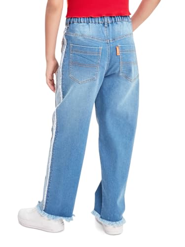 Image of olele Girls Super Jeans Collection for 4-14 Yrs | Stretchable Cotton Denim Trousers | Blue Jeans for Kids | Baggy Denim Pants | Cargo Pants for Girls