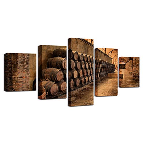 Impression sur toile intissée 5 pièces cave à vin photo HD pour mur