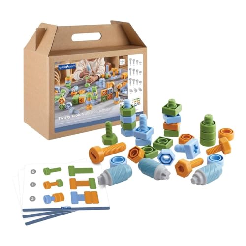 Kaplan Early Learning Twisty Tools Nuts and Bolts Set - 84 Pieces, Engineering STEM Learning Toy for Toddlers/Preschoolers, Ages 18+ Months