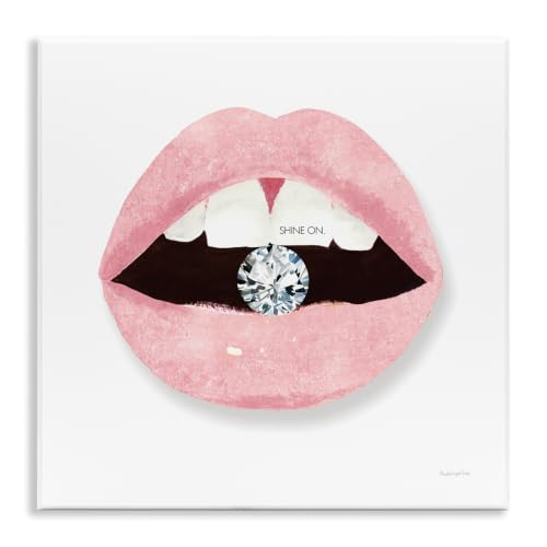 Glam Lips Diamond Affirmation, 12 x 12 Inch Mounted Print on Wall Plaque