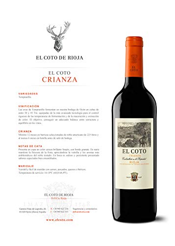 Miniatura 5 de El Coto Crianza Vino Tinto Doc Rioja 750 Ml Variedad Tempranillo Redondo, Afrutado, Equilibrado Caja 6 Botellas