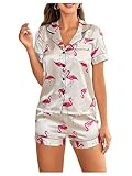 Floerns Women's Floral Pajamas Notch Collar Print Sleepwear Two Piece Pajama Set