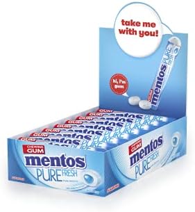 Mentos Pure Fresh Sugar Free Fresh Mint With Green Tea Extract Chewing Gum, 16 Rolls x 9 Pieces, 252 gm