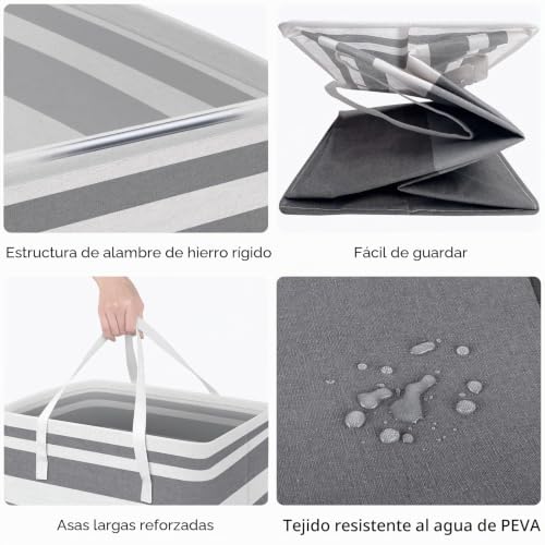 Canasta grande para lavandería HomeHacks de 75L gris degradado independiente 3