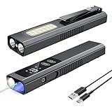 SSPONT EDC Flashlight 4 in1 Magnetic Flashlight High Lumens Work Light with Green Beam & UV & Warning Light Combo EDC Flashlight Rechargeable LT-010 (Black)