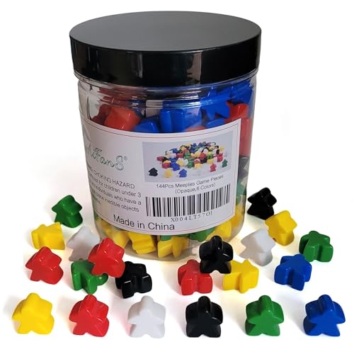 144 Pieces Meeples Game Tokens – Opaque Board Game Pieces in 6 Colors, Perfect for Board Games, with Convenient Portable Storage Box