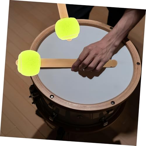 Baqueta Toddmomy para batería con mango ergonómico de madera y cabeza de pelota de tenis, color beige, 27 cm miniatura 4