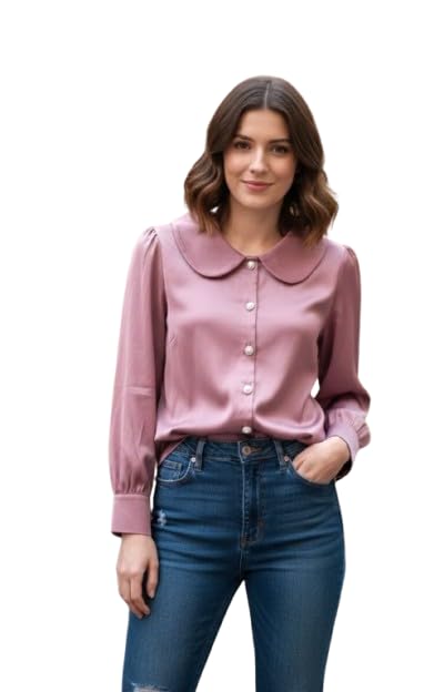 Women Sweater for Winter Imported Satin Fabric Stylish Office, Casual Top Sweaters for Women Winter - Dusty Rose Pink-image-11