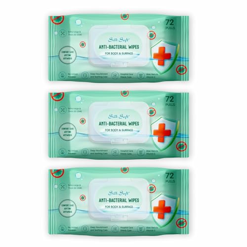 Image of Germ Protection Antibacterial Wet Wipes | 216 Wipes (72 x 3 Packs) | Alcohol-Free & Skin-Friendly | For Hands, Face, Surfaces & Travel Hygiene