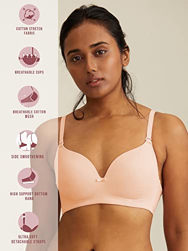 Image of NYKD Women's Cotton Lightly Padded Seamless Wire Free Everyday T-Shirt Bra for Women Daily Use Wireless, 3 /4th Coverage - NYB002