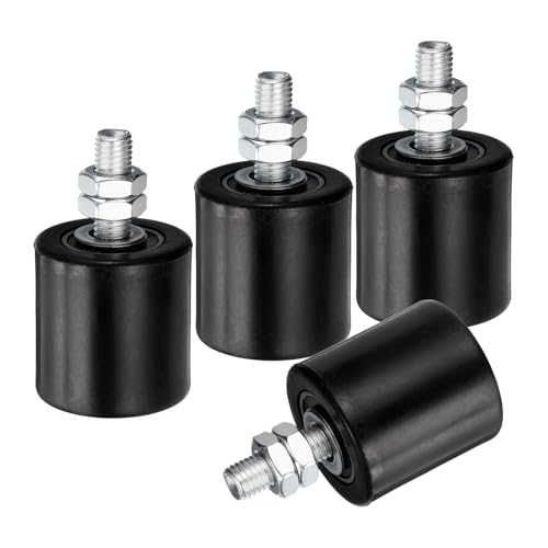 sourcing map Lot de 4 rouleaux de guidage pour portail coulissant, 5,1 cm en nylon, support de portail, guide universel à roulement à billes scellé pour porte coulissante, noir